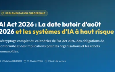 AI Act 2026 : IA à haut risque, calendrier et conformité